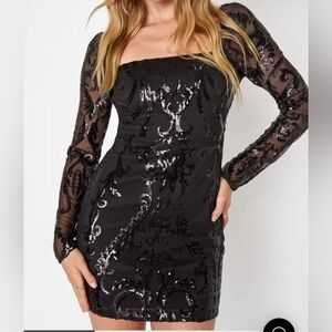Lulu’s black sequin long sleeve mini dress. New with tags! Never worn!